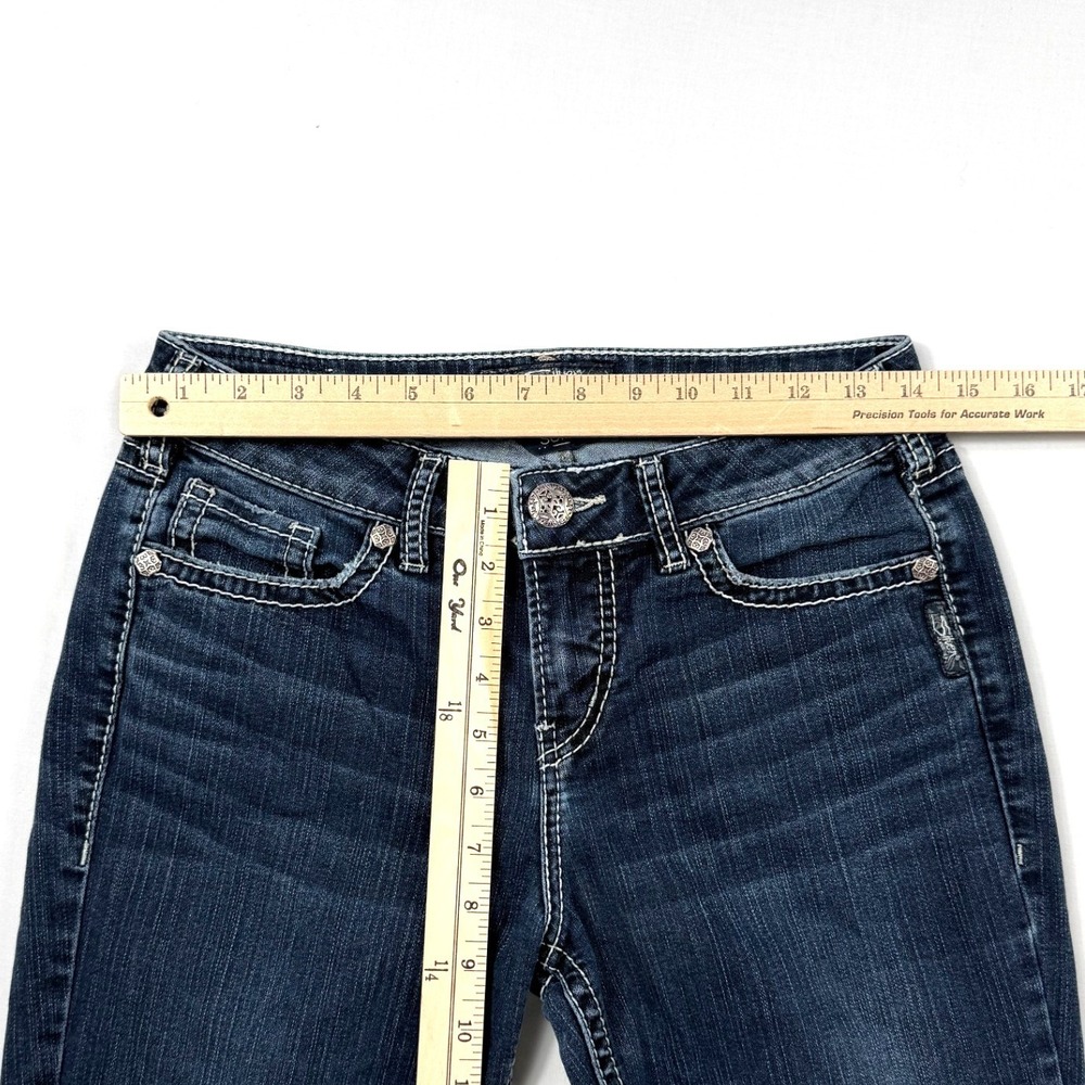 Silver Jeans Co Suki High Slim Boot Dark Wash Contrast Stitch Jeans W29 L33 - Picture 6 of 7